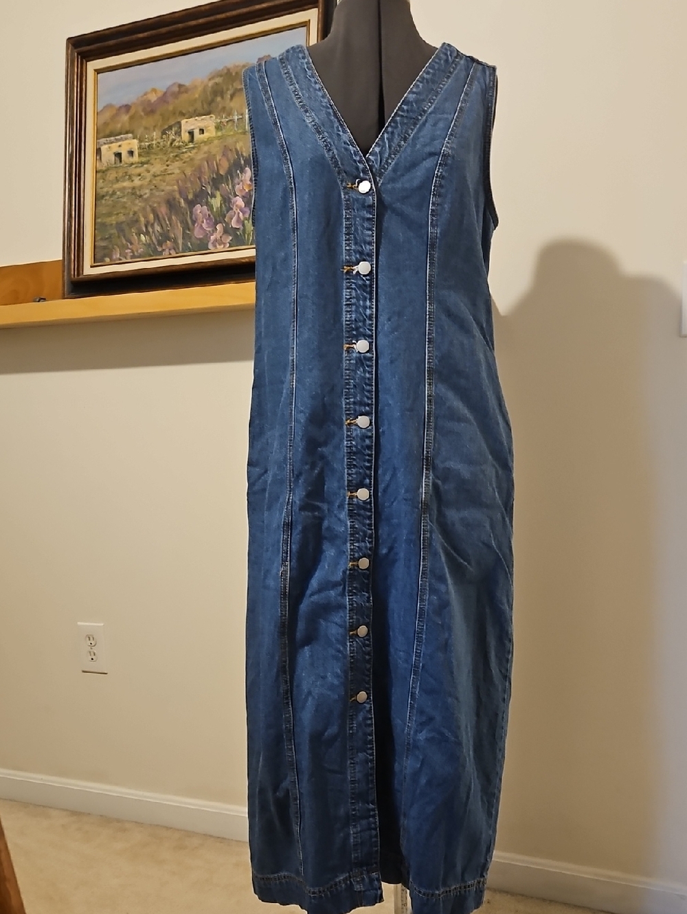 Universal Thread Denim Midi Button-Front Dress